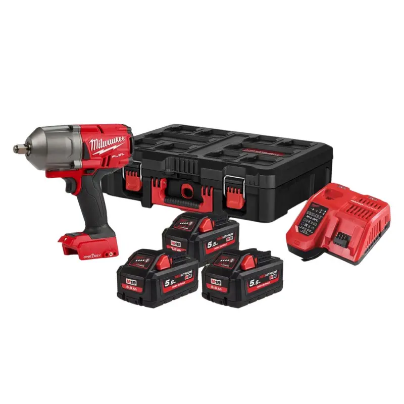 Aku 1/2" rázový utahovák Milwaukee M18 ONEFHIWF12-553P, 1356 Nm, ONE-KEY, 3x aku M18 HB5 + M12-18 FC + Packout Box, 4933478789